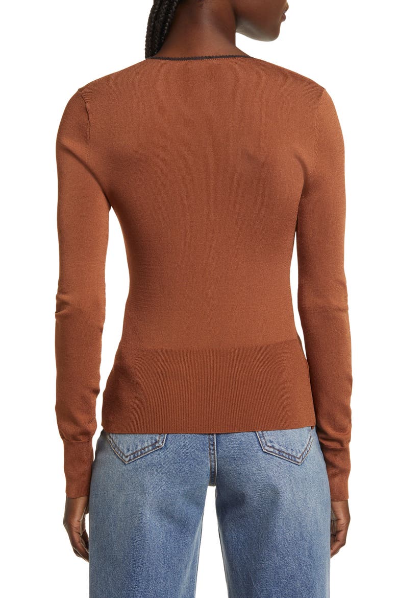 Danielle V-Neck Sweater, Alternate, color, DARK CARAMEL