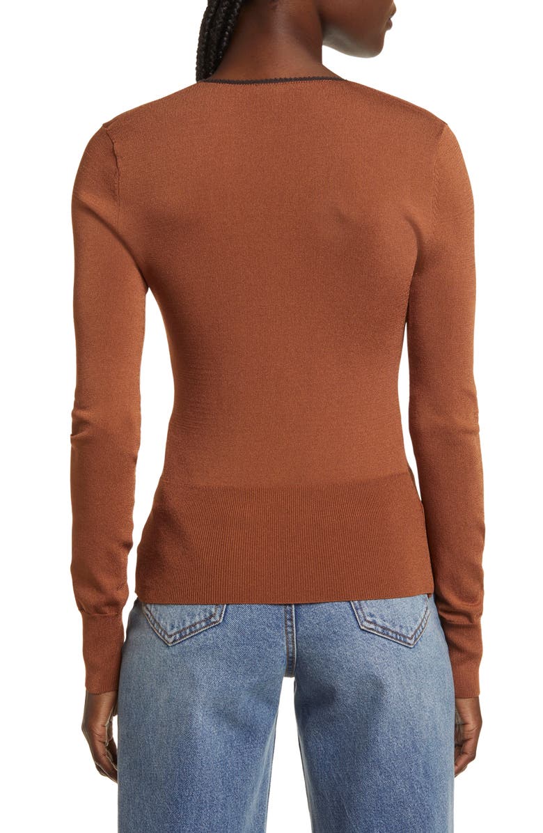 rag & bone Danielle V-Neck Sweater, Alternate, color, Dark Caramel