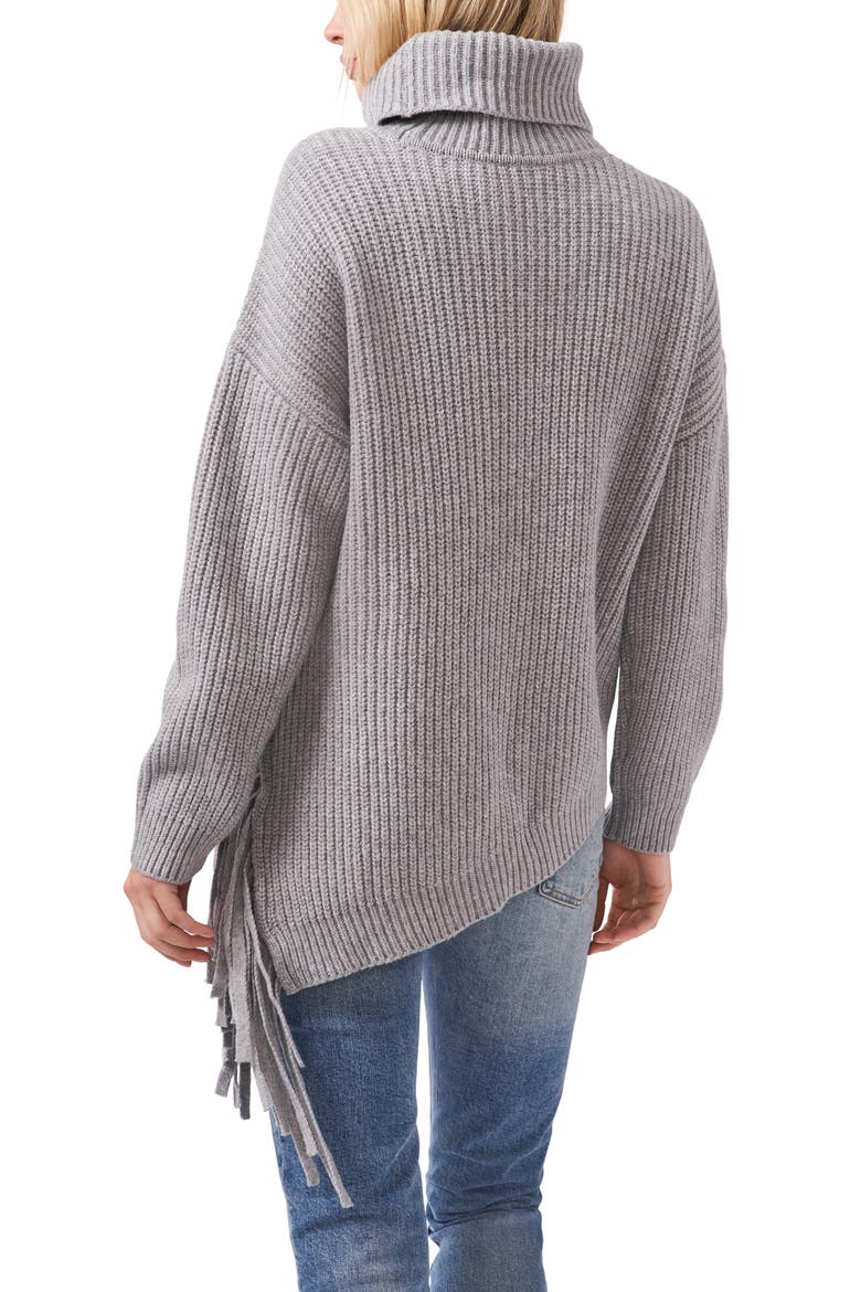 Asymmetric Fringe Cotton Blend Sweater, Alternate, color, LIGHT HEATHER GREY