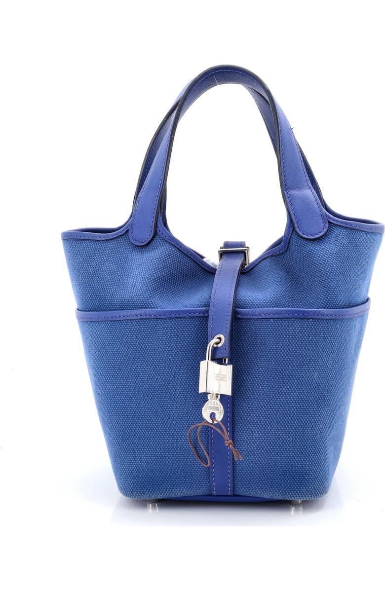 Pre-Owned Hermes Cargo Picotin Lock Bag Canvas and Swift PM, Main, color, Bleu Royal