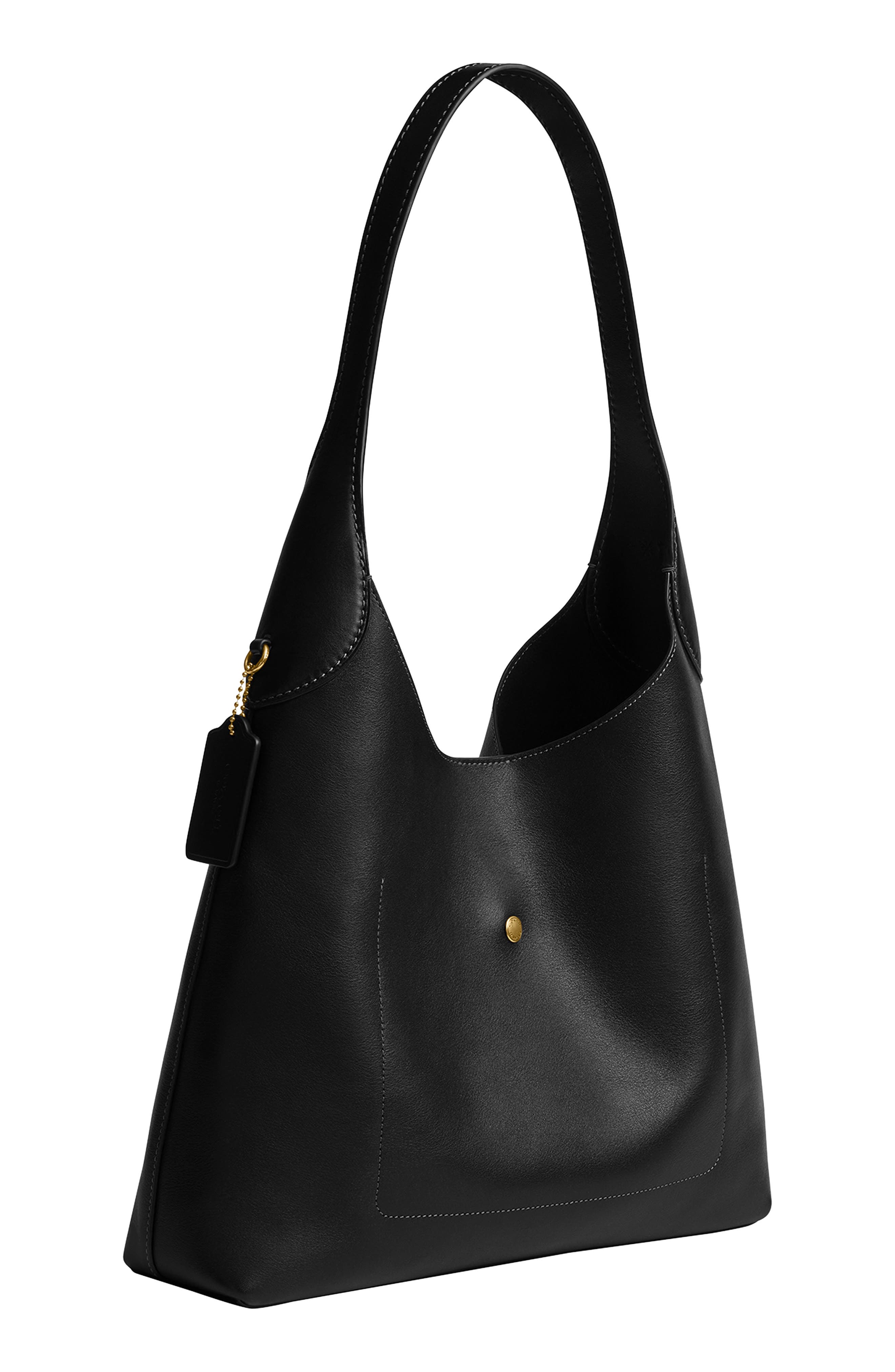 COACH Brooklyn 34 Leather Shoulder Bag, Alternate, color, Black