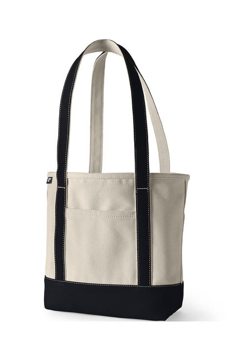 Open Top Long Handle Canvas Tote Bag