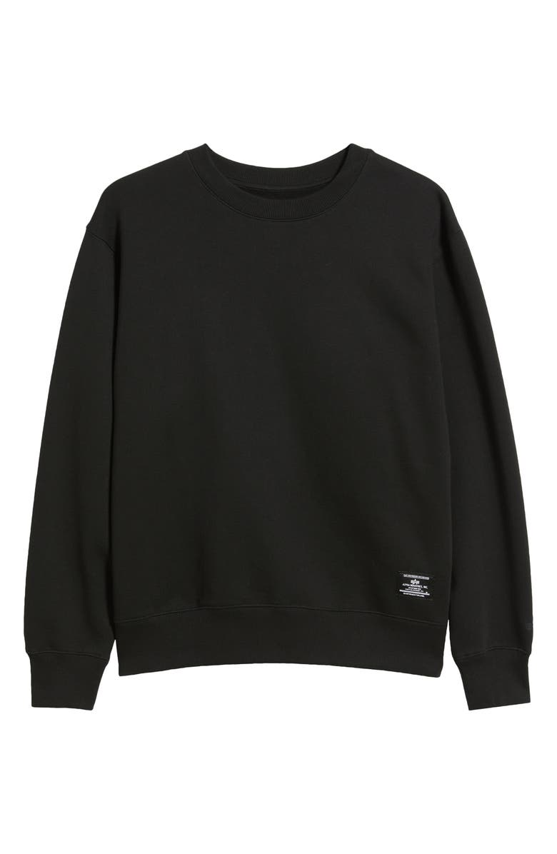 Alpha Industries Logo Patch Cotton Fleece Crewneck Sweatshirt, Alternate, color, Black