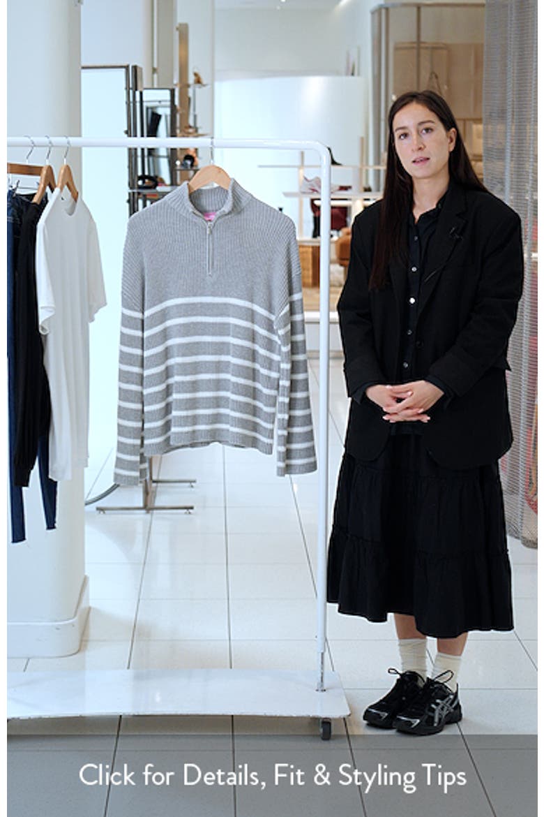 Stripe Oversize Quarter-Zip Cotton Sweater video