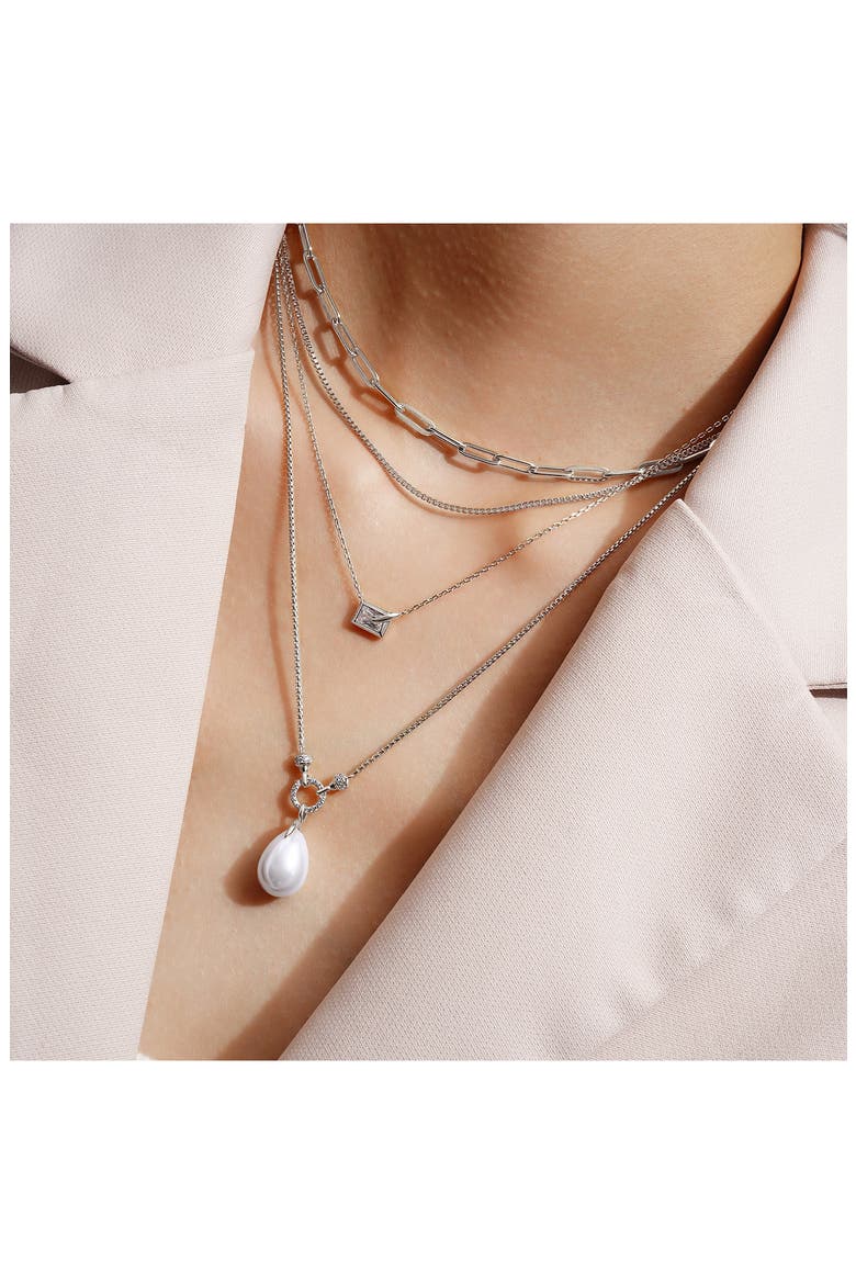 Bezel Cubic Zirconia Pendant Necklace, Alternate, color, SILVER