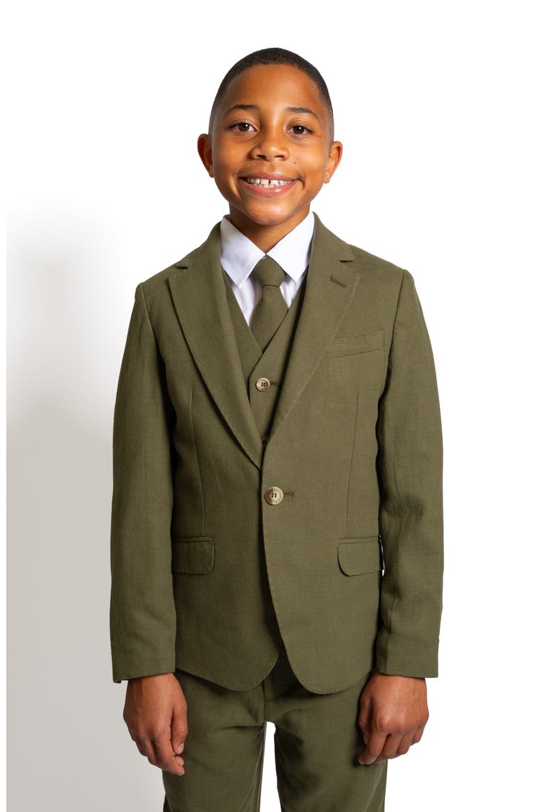 Kids' Oasis Safari Linen Blend Five-Piece Suit, Alternate, color, OLIVE