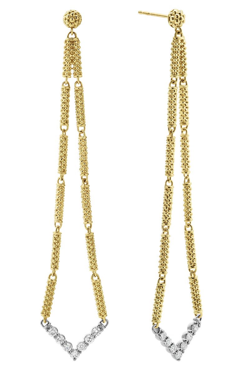 LAGOS Signature Caviar Diamond V Drop Earrings, Alternate, color, 