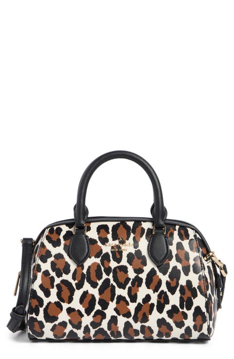 madison spotted leopard small duffle crossbody bag