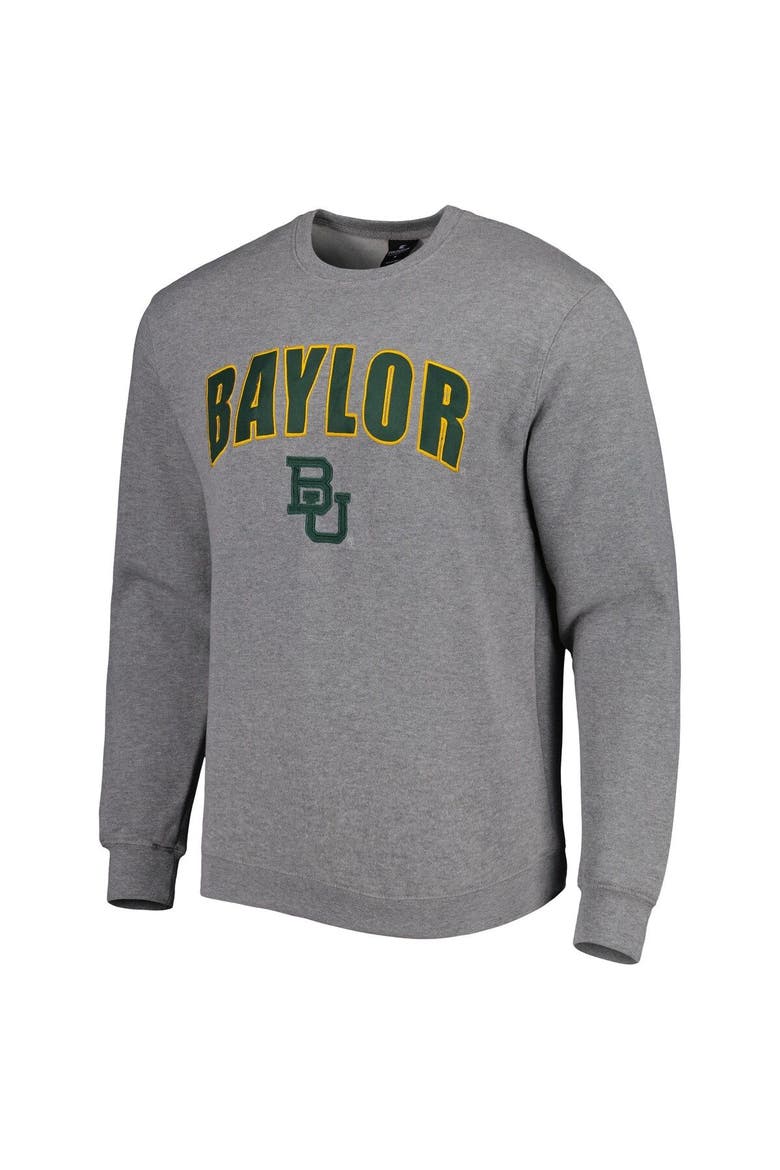 Men's Colosseum Heathered Gray Baylor Bears Arch & Logo Pullover Sweatshirt, Alternate, color, Heather Gray