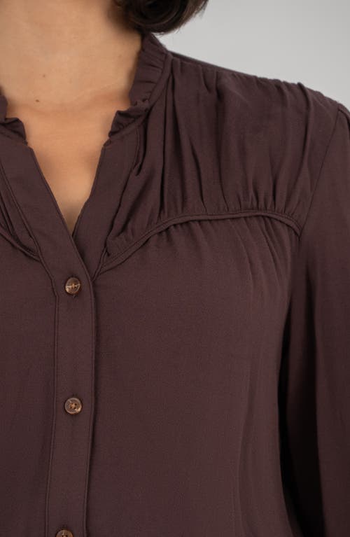 Kut From The Kloth Isley Gathered Button-up Shirt In Brown