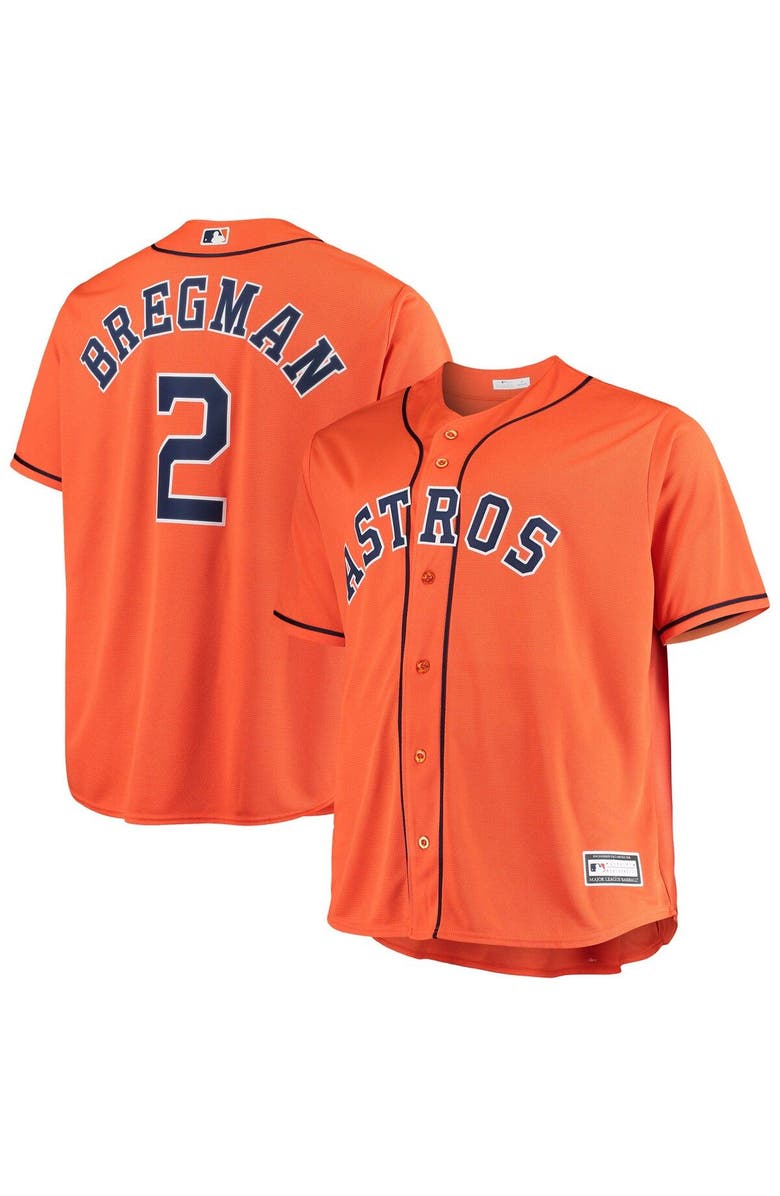 MAJESTIC Men's Majestic Alex Bregman Orange Houston Astros Big & Tall Replica Player Jersey, Alternate, color, 
