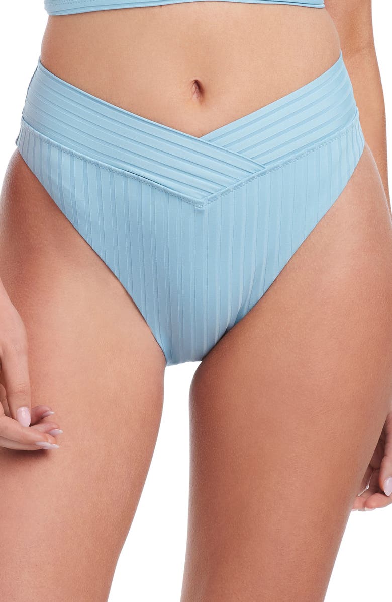 Sanctuary Refresh Rib V-Front High Cut Bikini Bottoms, Main, color,