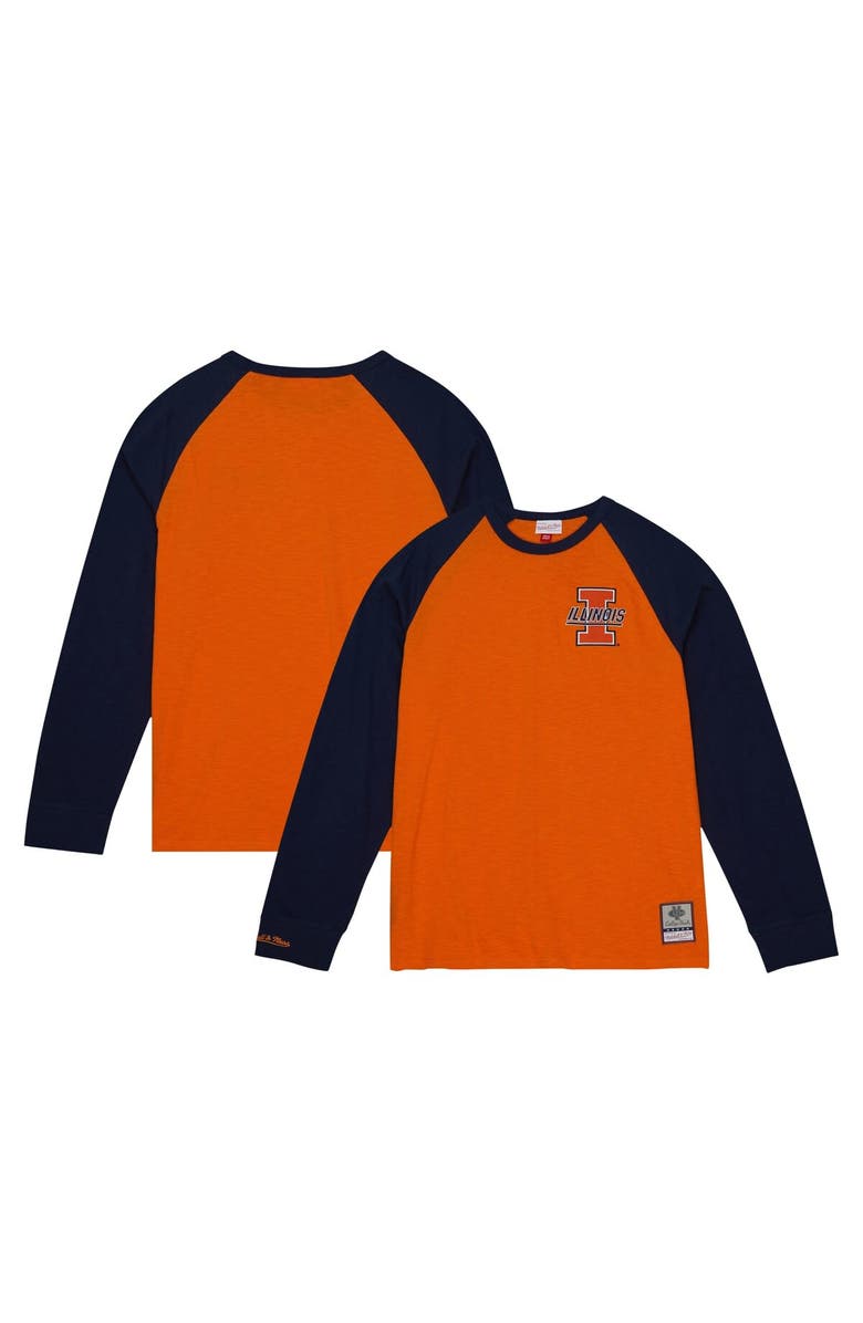 Mitchell & Ness Men's Mitchell & Ness Orange Illinois Fighting Illini Legendary Slub Raglan Long Sleeve T-Shirt, Main, color, 