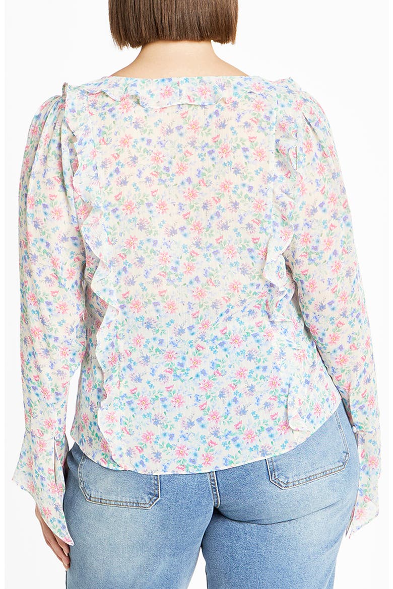 Lidia Floral Ruffle Long Sleeve Chiffon Top, Alternate, color, DELICATE DITSY