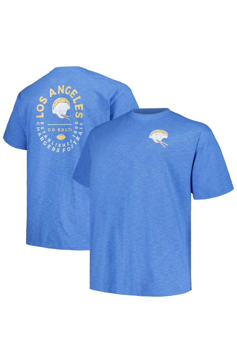 PROFILE Men's Profile Powder Blue Los Angeles Chargers Big & Tall Two-Hit Throwback T-Shirt, Main, color, 