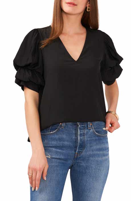 1.STATE Tiered Bubble Sleeve Blouse