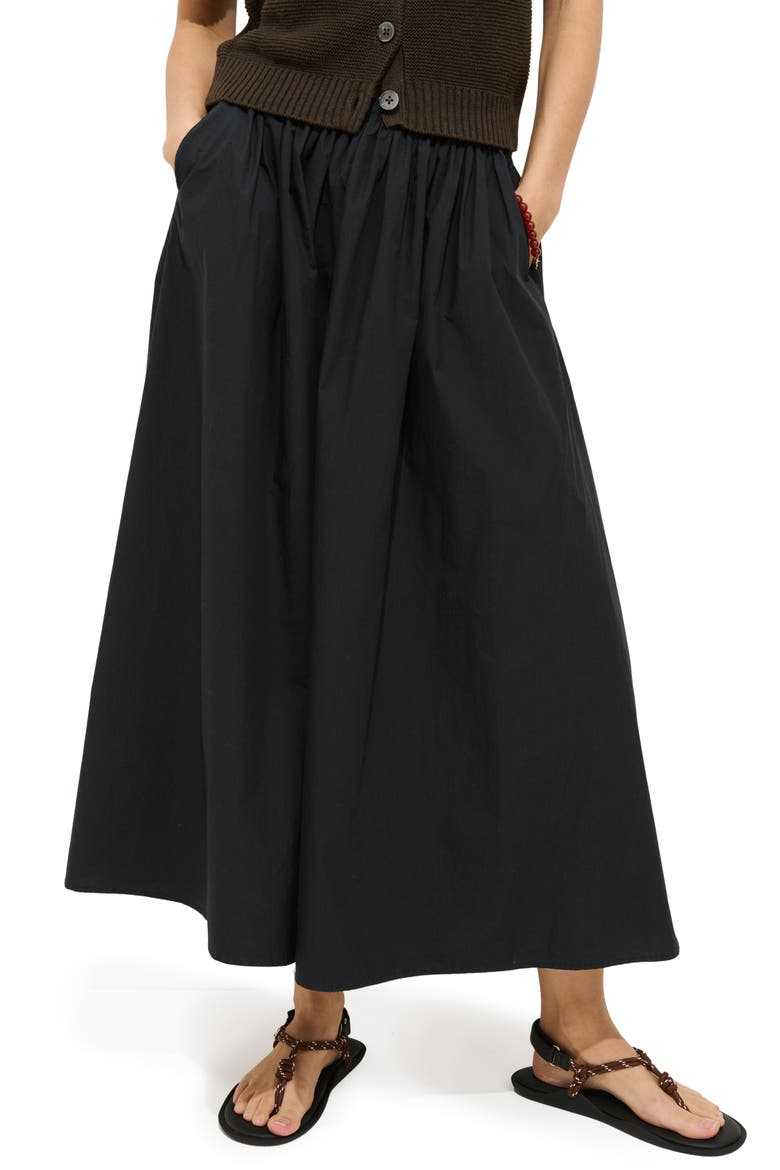Charlie Poplin Maxi Skirt, Main, color, BLACK