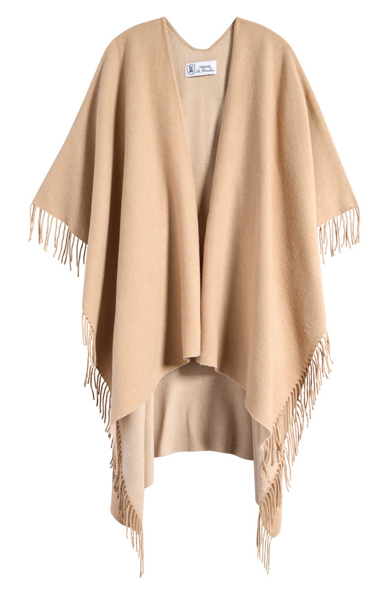 La Fiorentina Fringed Ruana, Main, color, Beige