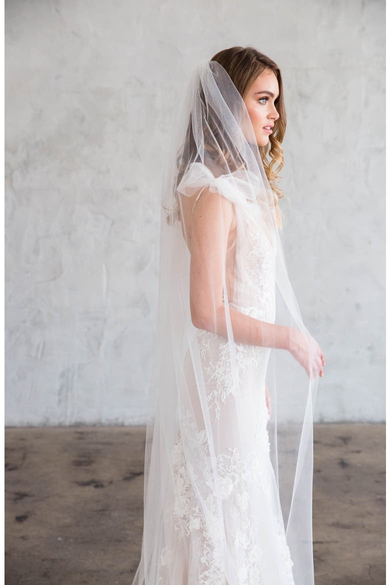 Joli Silk Tulle Floor Length Veil (Nordstrom Exclusive), Alternate, color, IVORY