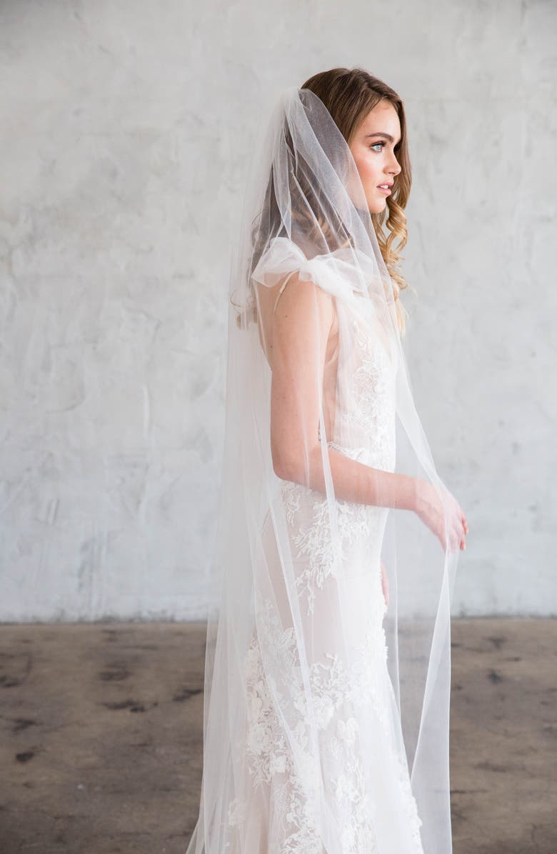 Brides & Hairpins Joli Silk Tulle Floor Length Veil, Alternate, color, Ivory