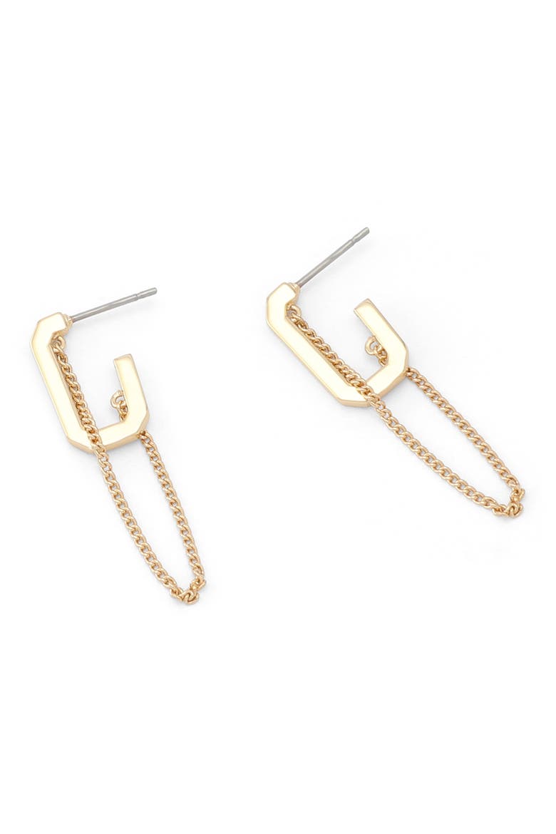 Hex Swag Huggie Hoop Earrings, Alternate, color, SHINY GOLD