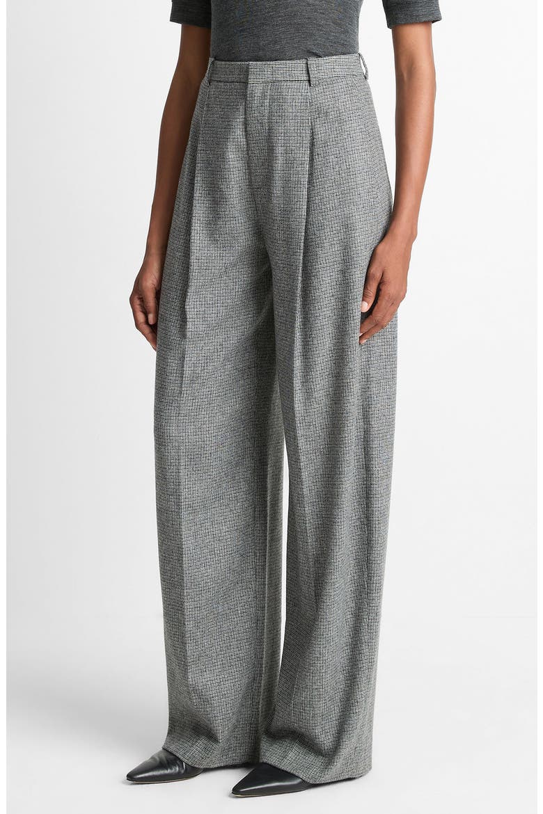 High Waist Roman Check Pants, Alternate, color, DARK GREY CHECK