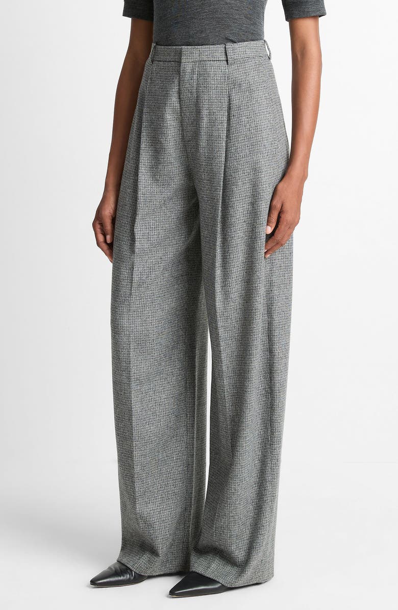 Vince High Waist Roman Check Pants, Alternate, color, Dark Grey Check