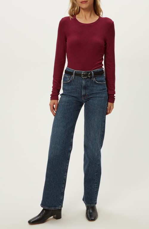 Michael Stars Finn Rib Crewneck Top In Red