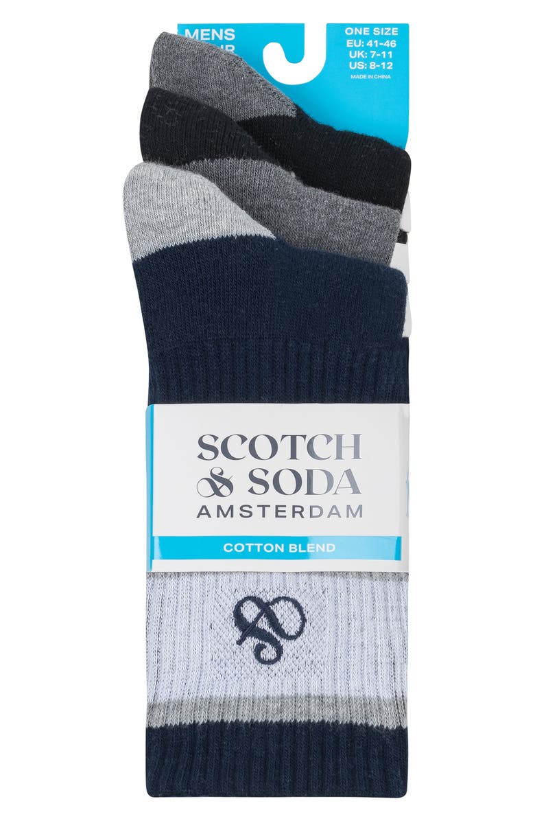 Scotch & Soda 3-Pack Quarter Length Socks, Alternate, color, Navy