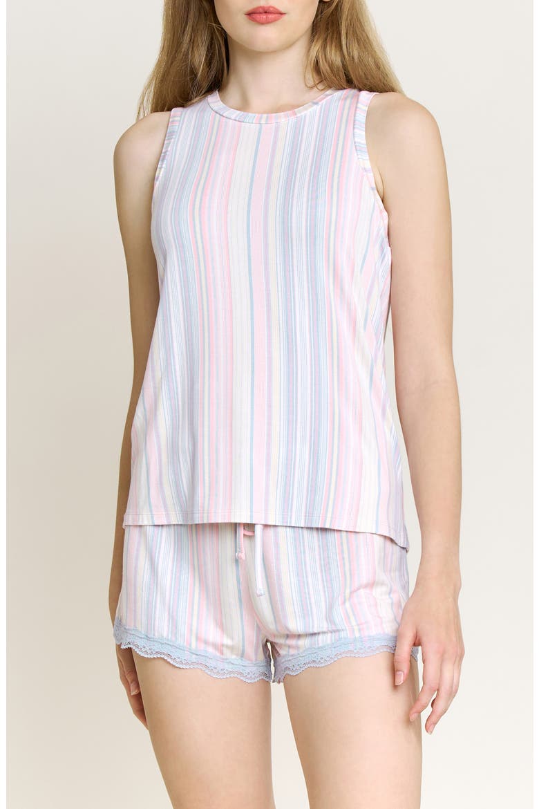 Intimates All American Shortie Pajamas, Main, color, BLUE/ PINK MULTI STRIPE