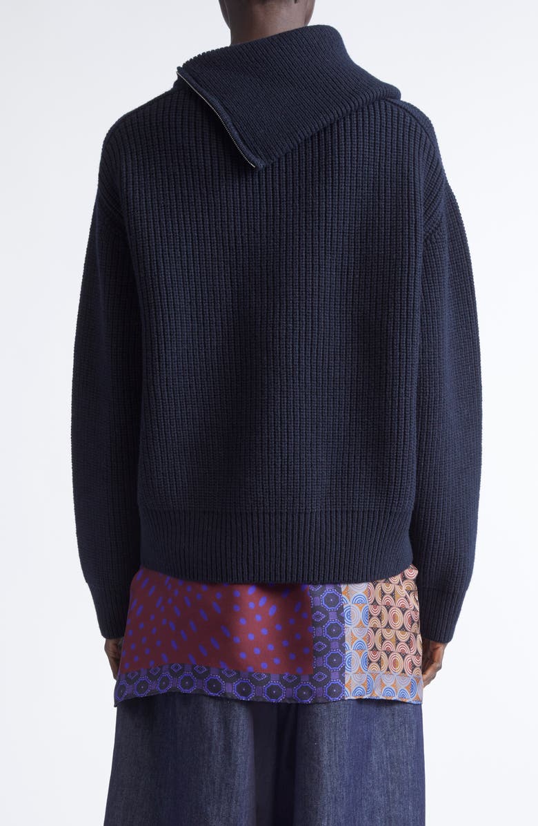 Dries Van Noten Talim Wool Half Zip Turtleneck Sweater, Alternate, color, Black