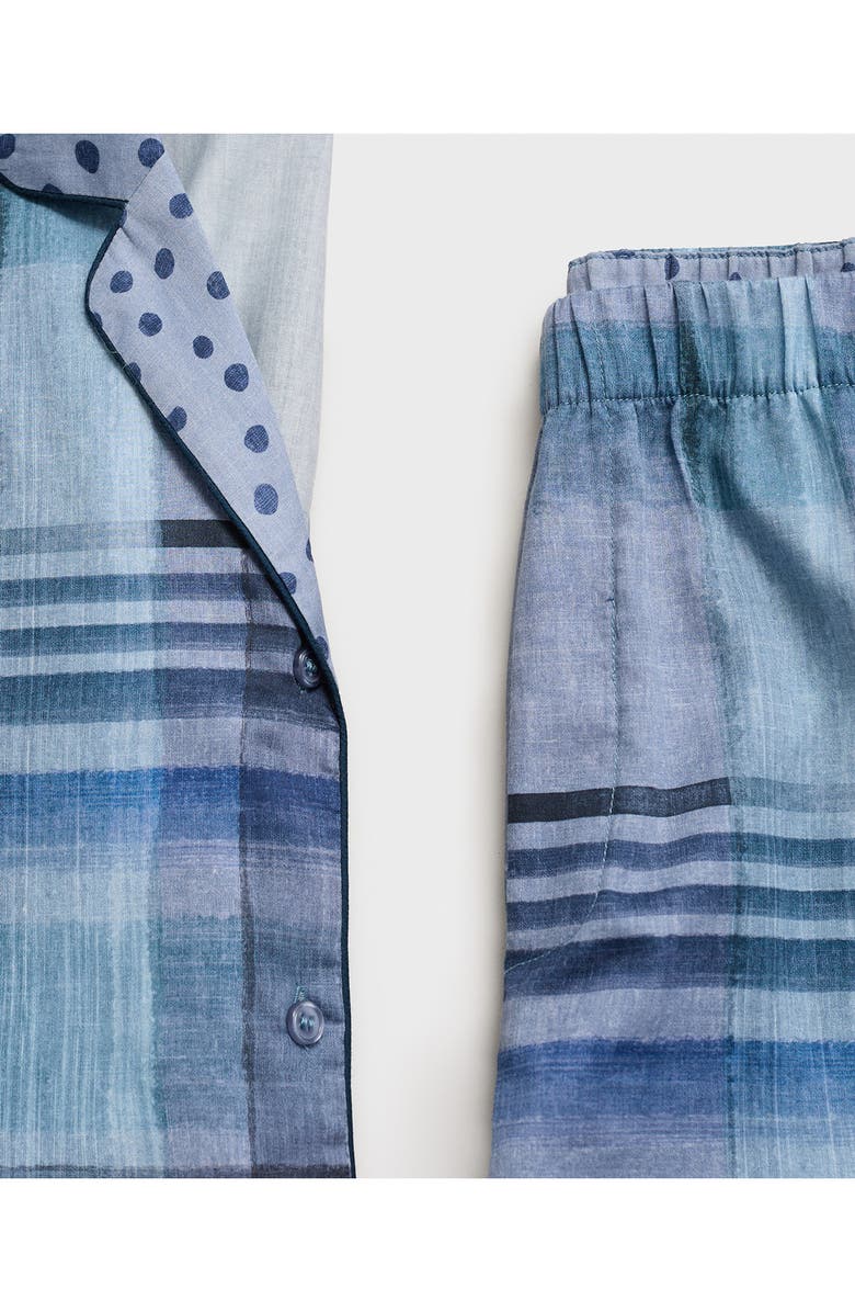 MANGO Mixed Print Cotton Pajama Top, Alternate, color, Ink Blue