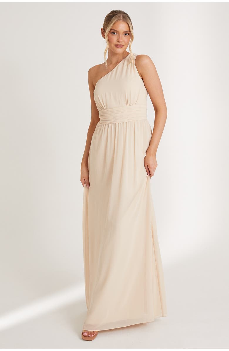 Six Stories One Shoulder Chiffon Bridesmaid Dress, Main, color, Cream