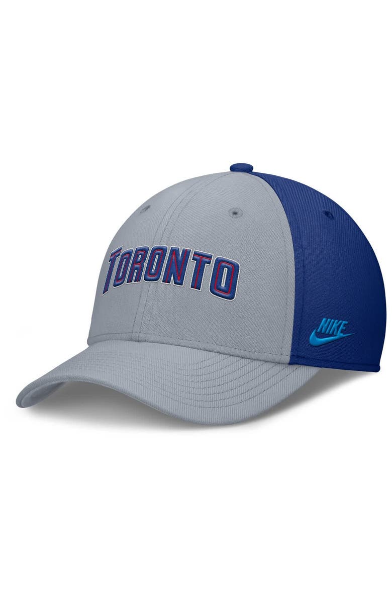 Nike Men's Nike Gray/Royal Toronto Blue Jays Rise Swoosh Performance Flex Hat, Alternate, color, Gray
