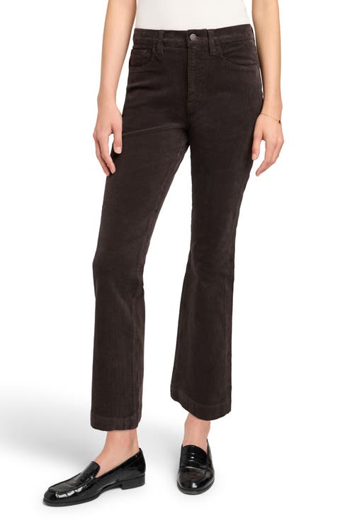 High Waist Ankle Flare Leg Corduroy Pants