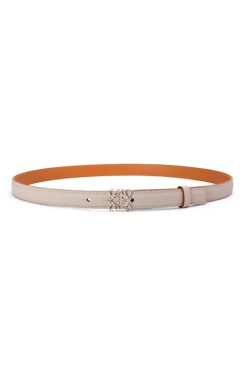 Loewe Anagram Buckle Leather Belt, Main, color, Light Ghost/ Palladium
