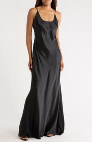 L'AGENCE Charmaine Spaghetti Strap Silk Gown