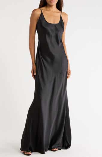L'AGENCE Charmaine Spaghetti Strap Silk Gown