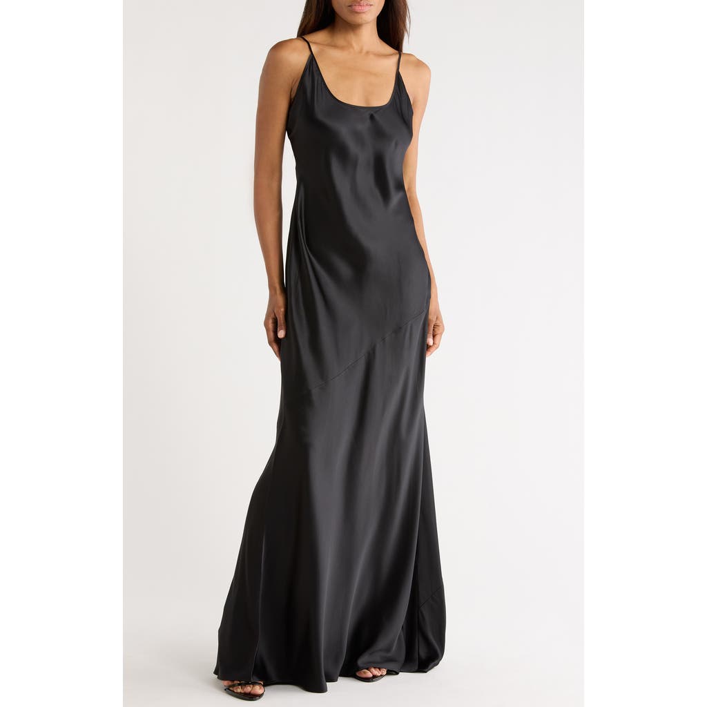 L'AGENCE Charmaine Spaghetti Strap Silk Gown in Black at Nordstrom Rack, Size 10