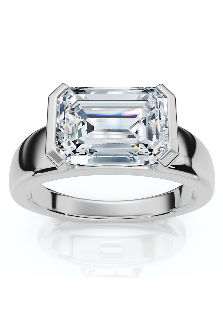 Certified 3Ct East West Emerald Diamond Engagement Ring 14k Gold or Pt Lab Grown, Main, color, 14k White Gold