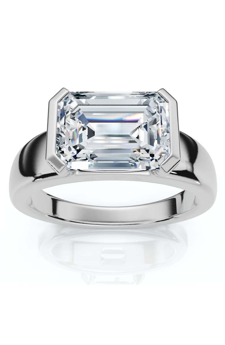 Bliss Diamond Certified 3Ct East West Emerald Diamond Engagement Ring 14k Gold or Pt Lab Grown, Main, color, 14K White Gold