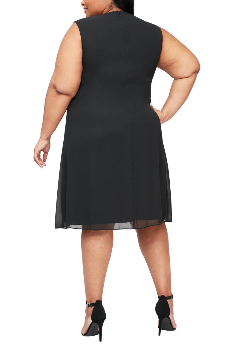 High Neck Multi Chiffon Capelet & Dress 2-Piece Set, Alternate, color, BLACK