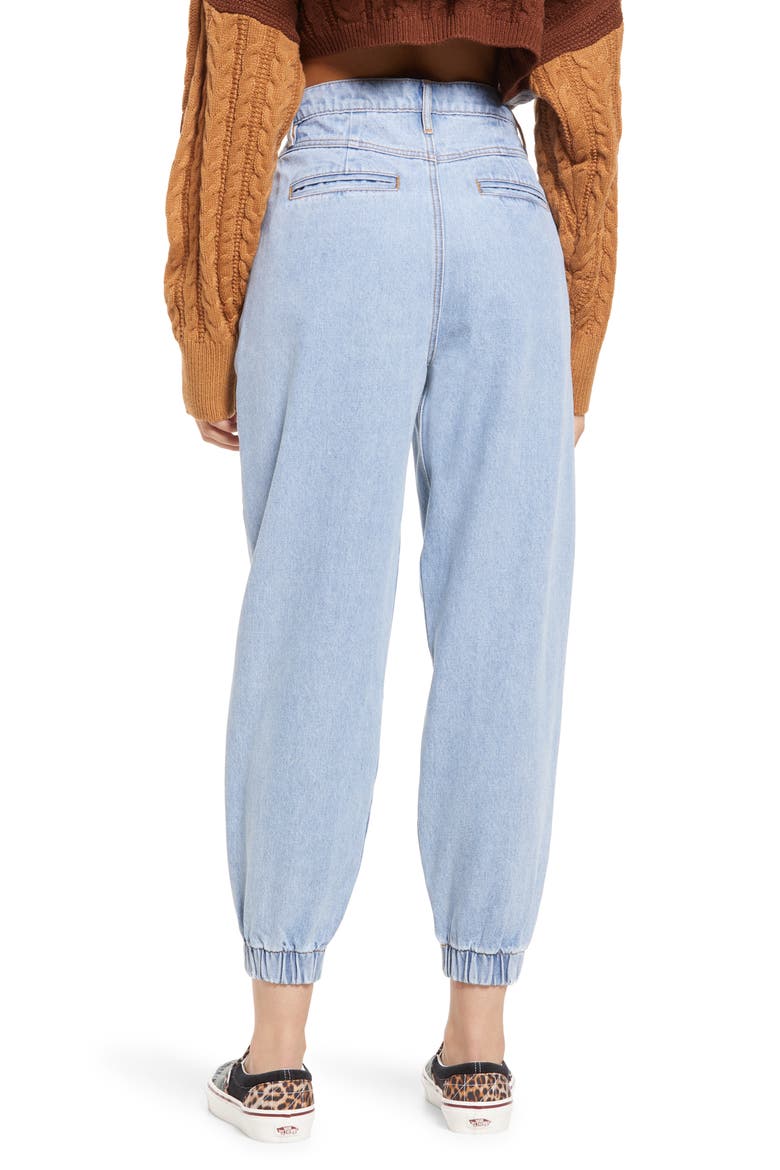 Pleated High Waist Balloon Jeans, Alternate, color, LIGHT WASH