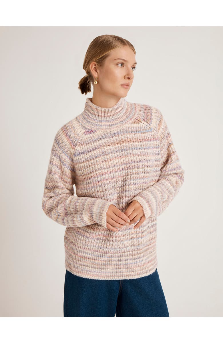 Finery London Helen Funnel Neck Knitted Sweater, Main, color, Pink Stripe