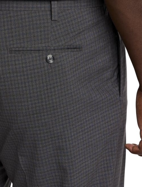 Oak Hill By Dxl Oak Hill Waist-relaxer Mini Plaid Dress Pants In Grey