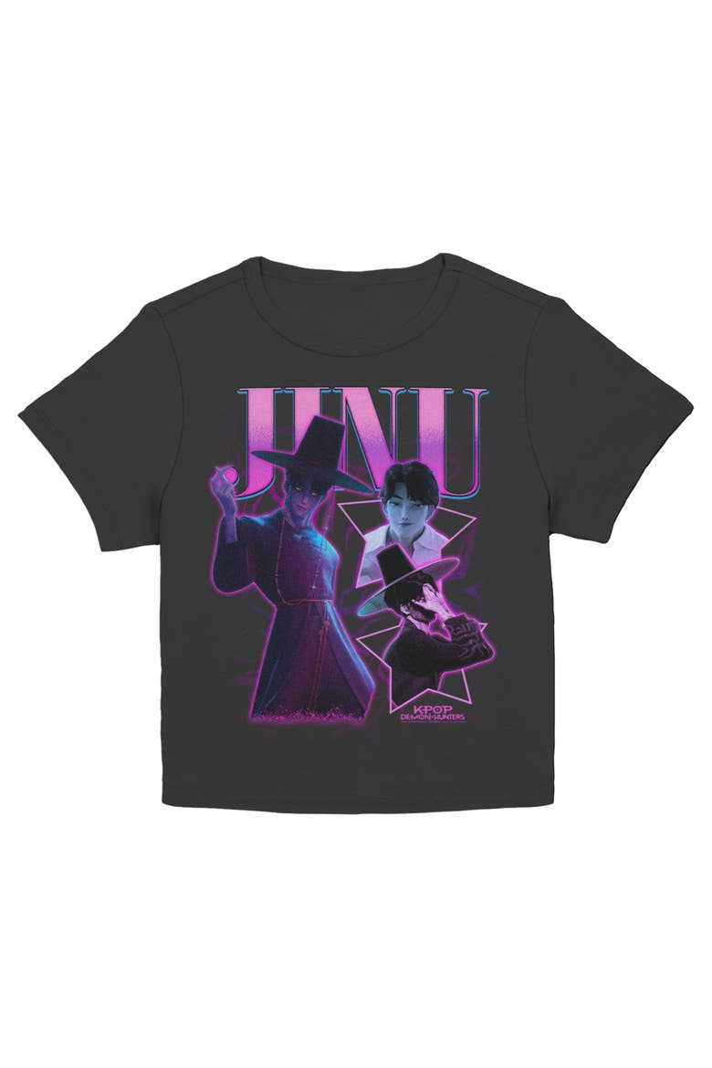 Junior's KPop Demon Hunters Jinu Saja Collage Superstar  Graphic T-Shirt, Main, color, Black