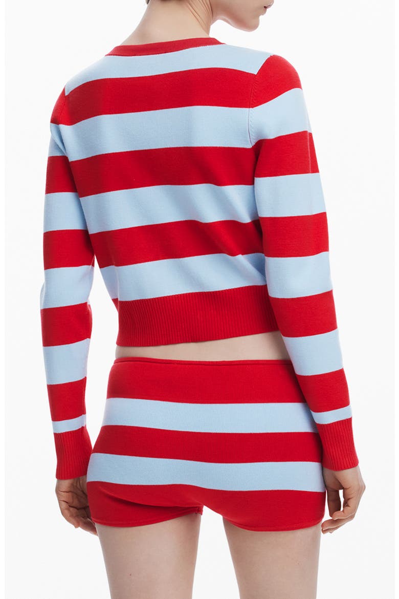 Stripe Cardigan Sweater, Alternate, color, RED