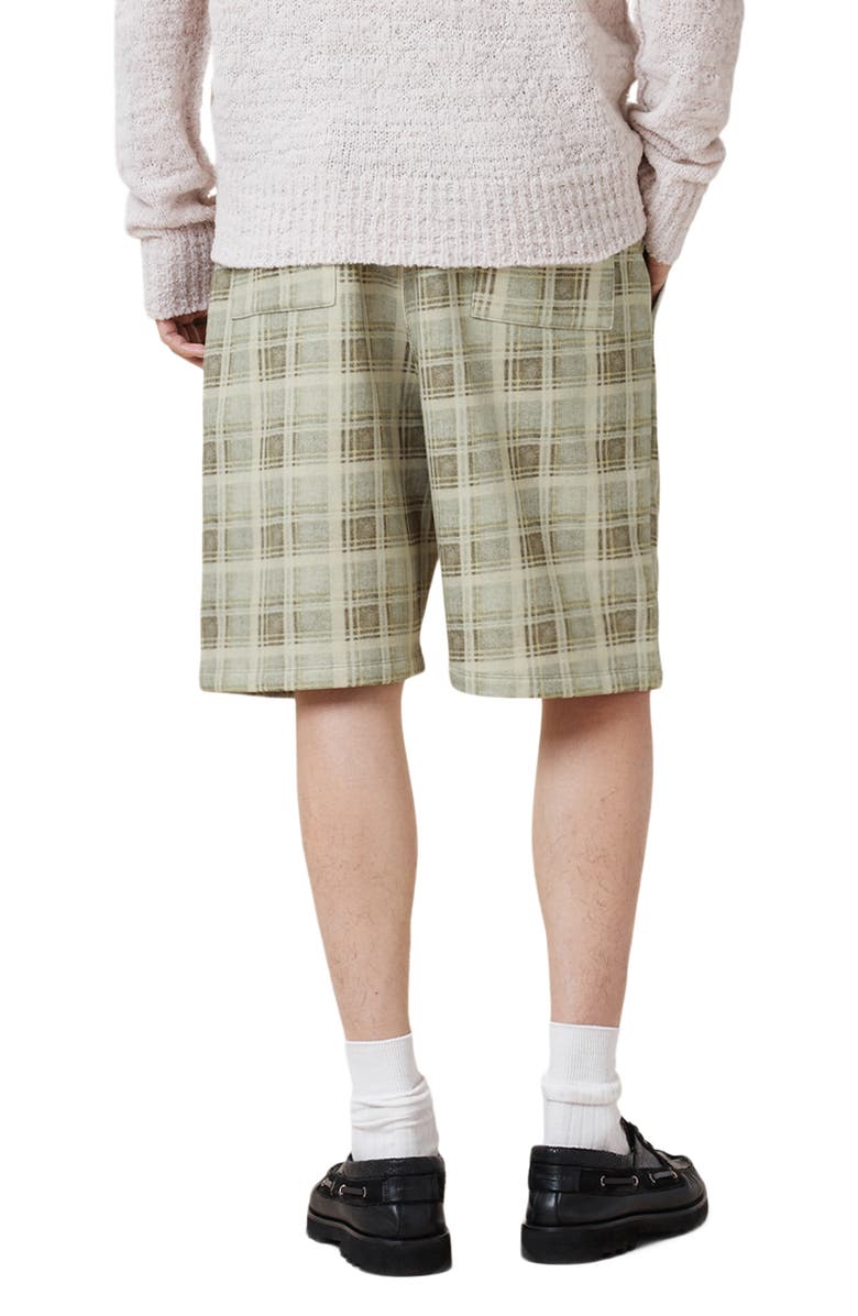 AllSaints Benji Plaid Sweat Shorts, Alternate, color, Dusty Light Brown