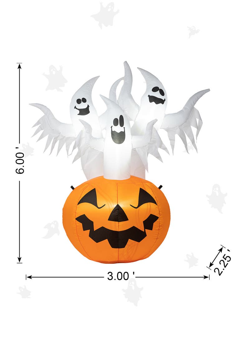 6FT Lighted Ghosts In Jack-O-Lantern Pumpkin Inflatable Decor, Alternate, color, Orange