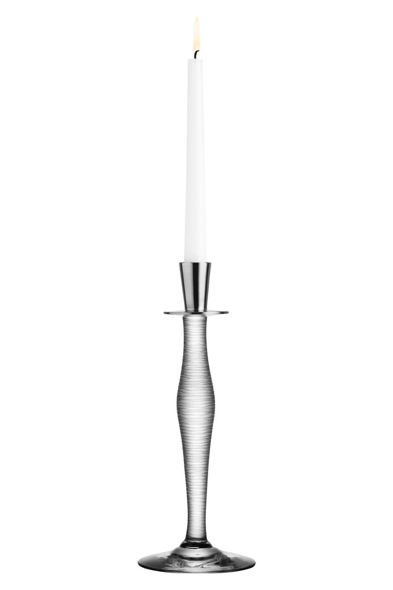 Celeste Lines Lead Crystal Candlestick, Main, color, CLEAR